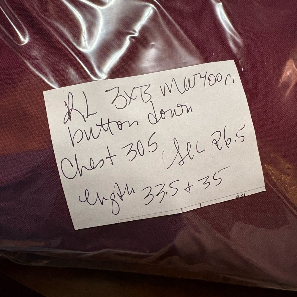 RALPH LAUREN MENS 3XB BIG TALL LONG SLEEVE BUTTON DOWN MAROON RED BURGUNDY - Picture 5 of 6